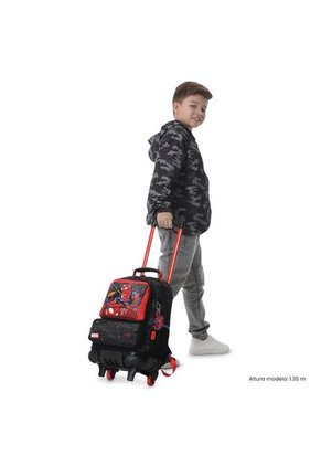 Maleta Para Niño Con Ruedas Spiderman Hero Mediano Negro