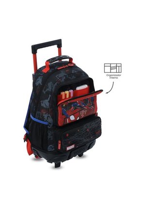 Maleta Para Niño Con Ruedas Spiderman Hero Mediano Negro