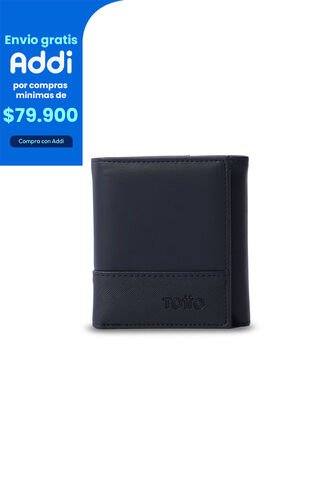 Billetera Hombre Saffiano Grande Con RFID Blocker Azul Totto