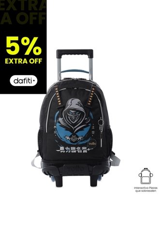 Maleta Para Niño Con Ruedas Hanzo Mediano Negro Totto