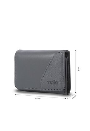 Billetera Hombre Saffiano Pequeña Con RFID Blocker Gris