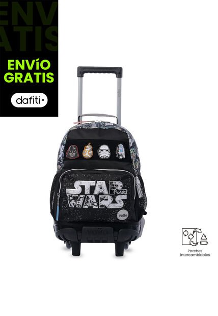 Maleta Para Niño Con Ruedas Star Wars Jedi Mediano Negro