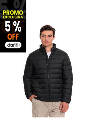 Chaqueta Acolchada Cuello Alto Coloro Negro Para Hombre Totto