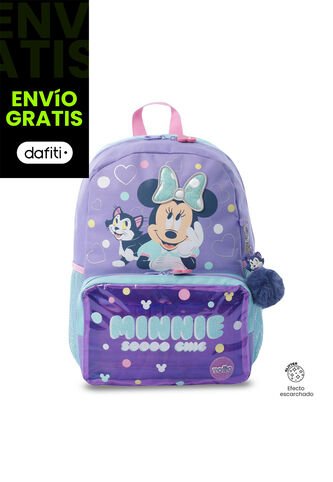 Morral Para Niña Minnie Mediano Morado Con Corazones Totto