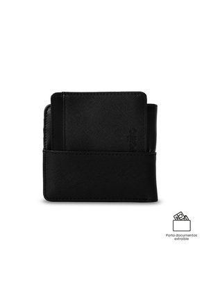 Billetera Hombre Saffiano Con RFID Blocker Negra
