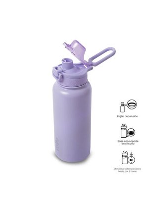 Termo Para Agua Con Tapa Intercambiable Flux 1000 Ml Morado