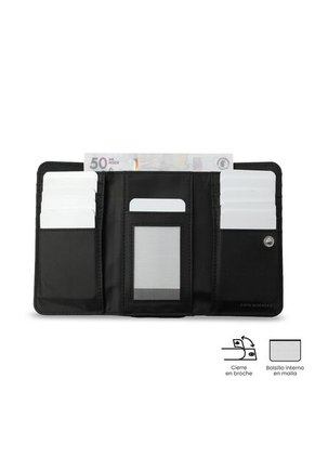 Billetera Mujer Texture Grande Con RFID Blocker Negra