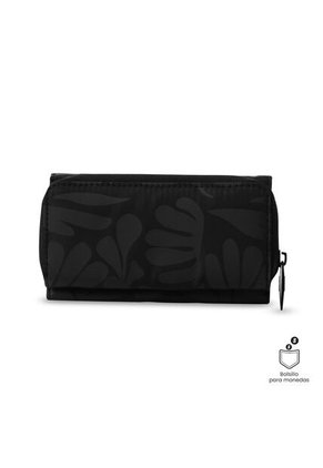 Billetera Mujer Texture Grande Con RFID Blocker Negra