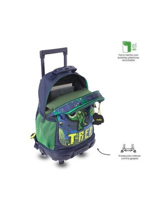 Maleta Para Niño Con Ruedas Digisaurio Mediano Azul