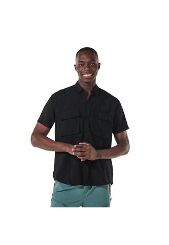Camisa Manga Corta Derby Para Hombre Negra Totto
