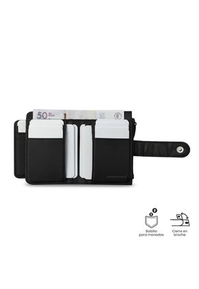 Billetera Mujer Texture Pequeña Con RFID Blocker Negra