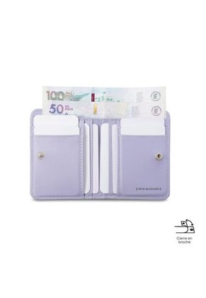Billetera Mujer Texture Pequeña Con RFID Blocker Morada
