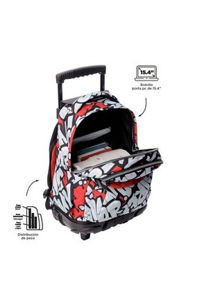 Morral Ruedas Niño Porta PC 15.4" Bomper Renglon Rojo