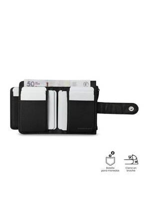 Billetera Mujer Texture Pequeña Con RFID Blocker Negra