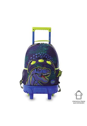 Maleta Para Niño Con Ruedas Dino Rock Mediano Azul Totto