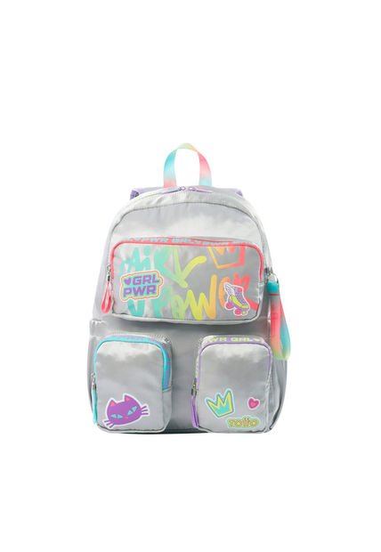 Morral Para Niña Girl Power Mediano Gris