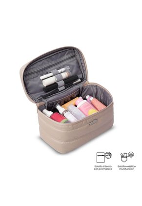 Cosmetiquera Multiuso Moxi Grande Beige/Metálico