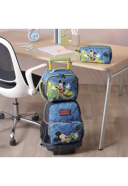 Combo Escolar Morral Con Ruedas Mickey + Lonchera Y Cartuchera
