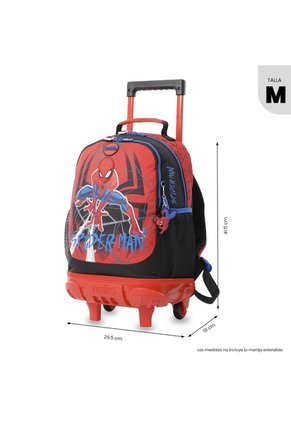 Maleta Para Niño Con Ruedas Spiderman Urban Mediano Rojo