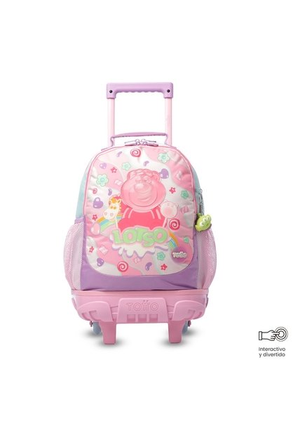 Morral Escolar Con Ruedas Para Niña Lotso Gummy Mediano Rosado