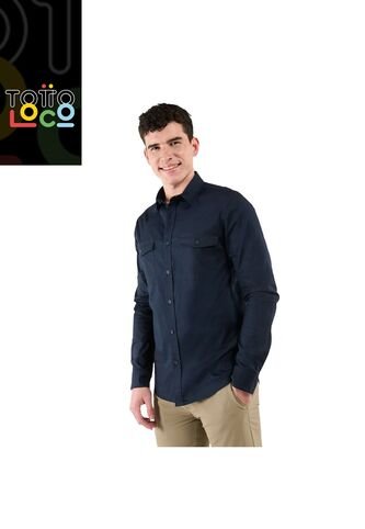 Camisa Para Hombre Manga Larga Garnet Azul Totto