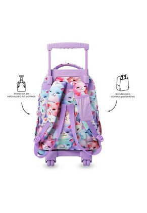 Morral Escolar Con Ruedas Para Niña Renglón Grande Con Gatos
