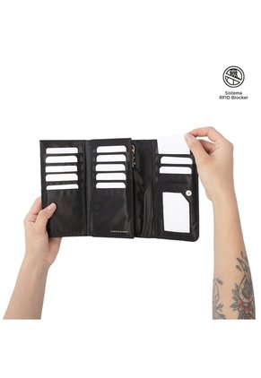 Billetera Mujer Bel Grande Con RFID Blocker Negra