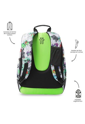 Morral Juvenil Porta PC 14" Rayol Gris Con Dinosaurios