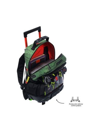 Combo Escolar Morral Con Ruedas + Lonchera Argon Verde Niño