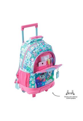 Morral Con Ruedas Para Niña Gabby Cats M Azul