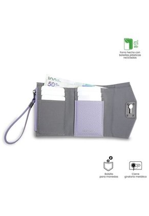 Billetera Mujer Smooth Pequeña Con RFID Blocker Morada