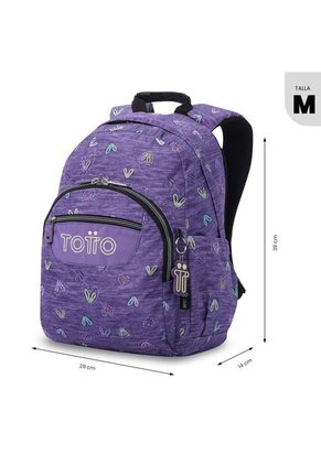 Morral Juvenil Porta PC 13" Gommas Morado Con Corazones
