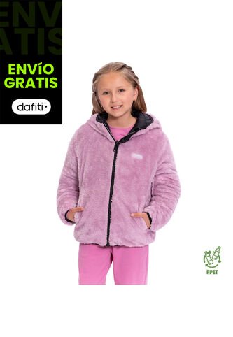 Chaqueta Para Niña Boa Acolchada Doble Faz Negra Totto