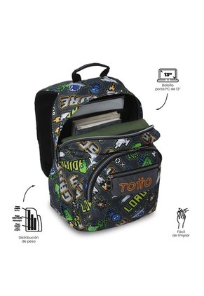 Morral Juvenil Porta PC 13" Gommas Print De Videojuego