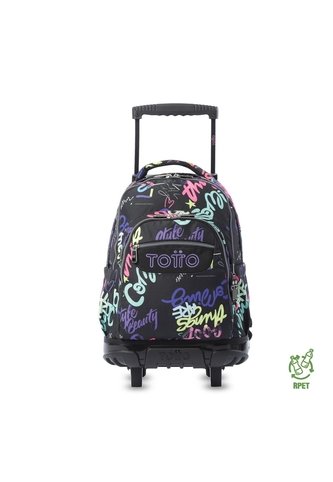Morral Escolar Con Ruedas Para Niña Renglón Grande Negro Totto