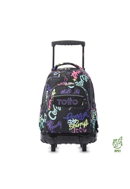 Morral Escolar Con Ruedas Para Niña Renglón Grande Negro