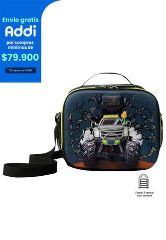Lonchera Térmica Para Niño Monster Race Grande Negra Totto