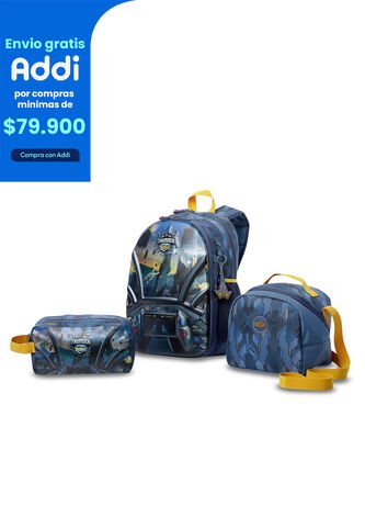Combo Escolar Niño X3 Morral + Lonchera + Multiuso Sentinel Gris Totto