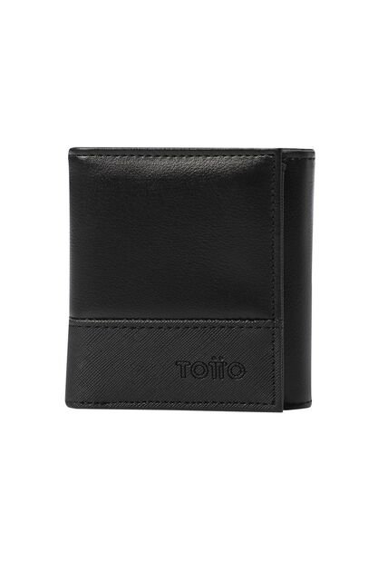Billetera Para Hombre Saffiano Aqi Negra Con RFID Blocker