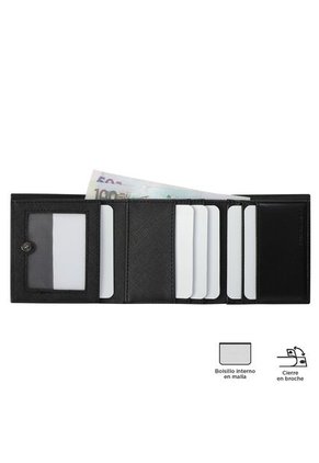 Billetera Para Hombre Saffiano Aqi Negra Con RFID Blocker