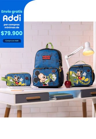 Combo Escolar Morral Mickey Mediano + Lonchera Y Cartuchera Totto