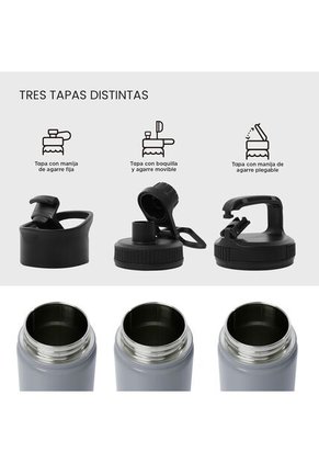 Termo Botella Térmica Botilito 750ml Agua Acero Gris Pack X3