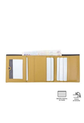 Billetera Para Hombre Saffiano Aqi Amarilla Con RFID Blocker