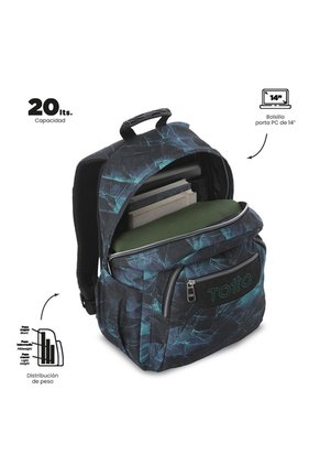 Morral Juvenil Porta PC 14" Acuarela Azul