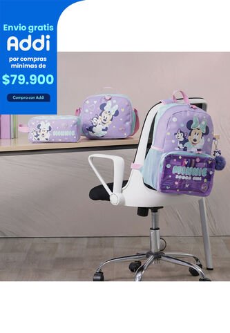 Combo Escolar Morral Minnie Mediano + Lonchera Y Cartuchera Totto