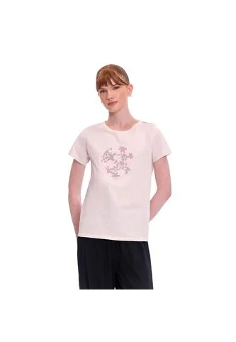 Camiseta Estampada Para Mujer Dusti Manga Corta Rosada Totto