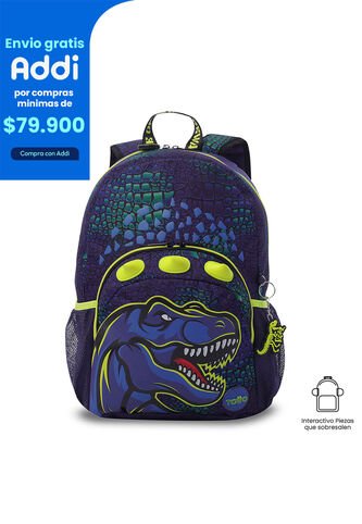 Morral Para Niño Dino Rock Mediano Azul - Edición Especial Totto