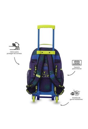 Maleta Para Niño Con Ruedas Dino Rock Grande Azul