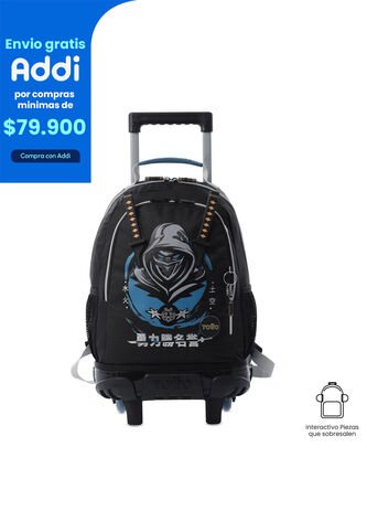 Maleta Para Niño Con Ruedas Hanzo Mediano Negro Totto