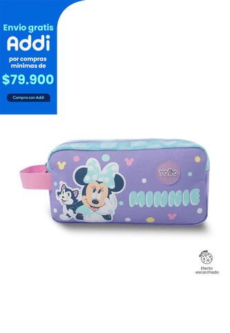 Cartuchera Escolar Grande Para Niña 2 Cuerpos Minnie Morada Totto
